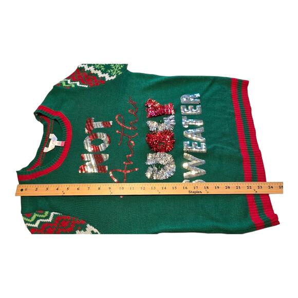 No Boundaries Ugly Christmas Sweater Womens Size Large Green Red Holiday Party - Picture 12 of 12